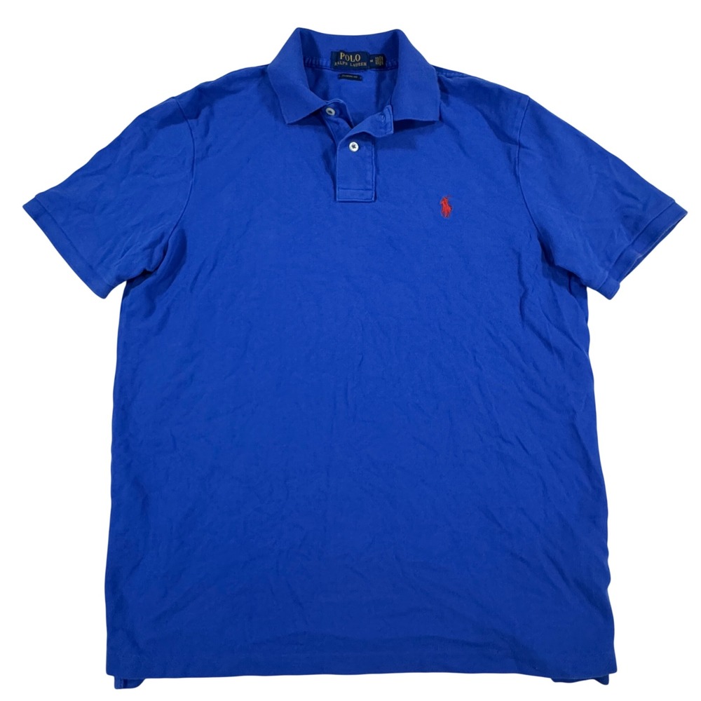 Polo Ralph Lauren Classic Fit Polo Shirt Royal Blue Red Pony Men's Size M Preppy